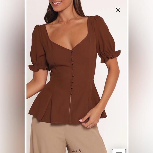 NWT- Petal & Pup Kameran Peplum Top, Chocolate, XS - Picture 4 of 12